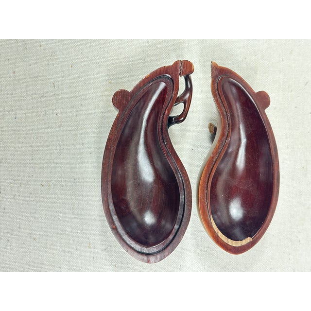 Wood Antique Japanese Hand Carved Antique Japanese Wooden Lidded Box Shaped Like an Eggplant. For Sale - Image 7 of 10