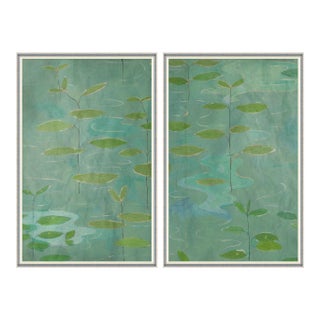 Lilies Diptych Art Print in Silver Frame by Paule Marrot - Set of 2 For Sale