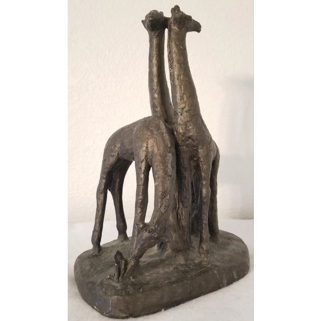 1972 Austin Productions Giraffe Chalkware/Plaster Sculpture Bronzetone Brutalist For Sale - Image 13 of 13