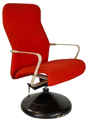 Modern Norwegian Adjustable Armchair Metal in Wood and Red Fabric, 1980s