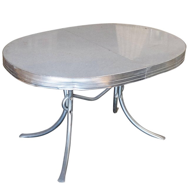 Mid-Century Oval Formica Kitchen Dining Table With Chrome ...