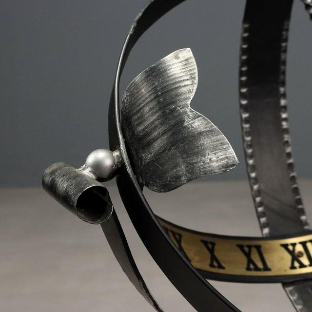 Outdoor Sundial in Wrought Iron with Brass Plate For Sale - Image 5 of 9