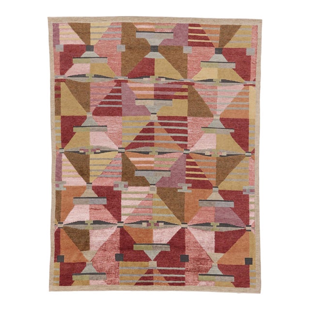 Contemporary Scandinavian Style Geometric Wool Rug, by Rug & Kilim, India For Sale