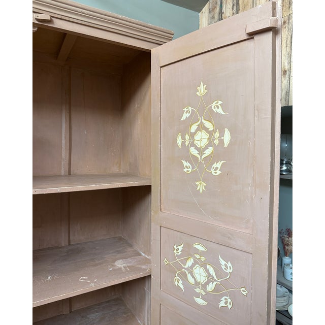 Large Antique Wardrobe with Floral Painted Decoration, 1890s For Sale - Image 9 of 11