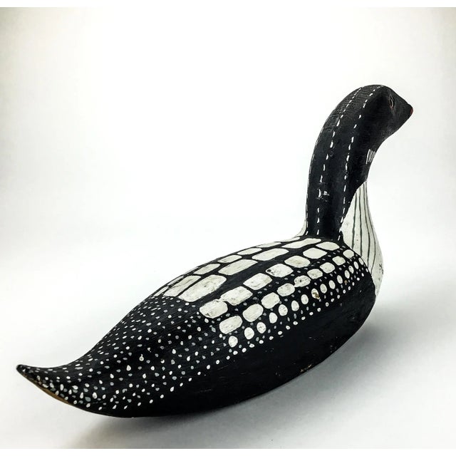 1970s Vintage Wood Carved Folk Art Duck Statue Decoy For Sale - Image 5 of 13