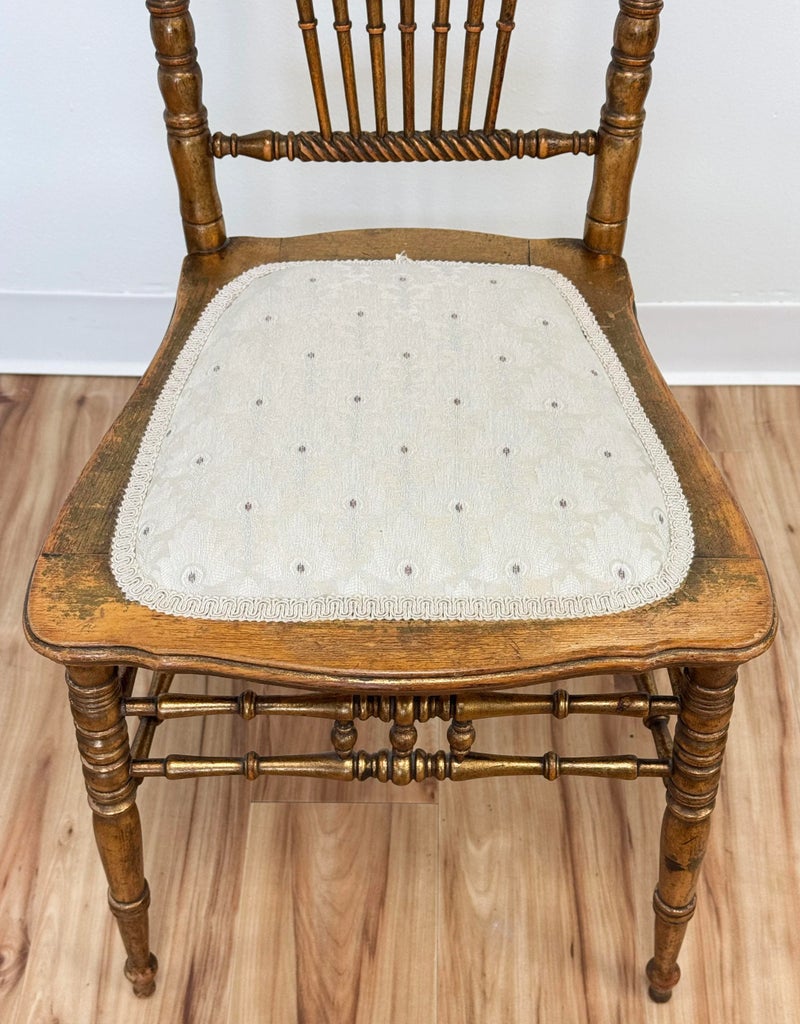 Vintage Gilded Turned Wood Spindle Back Chair | Chairish