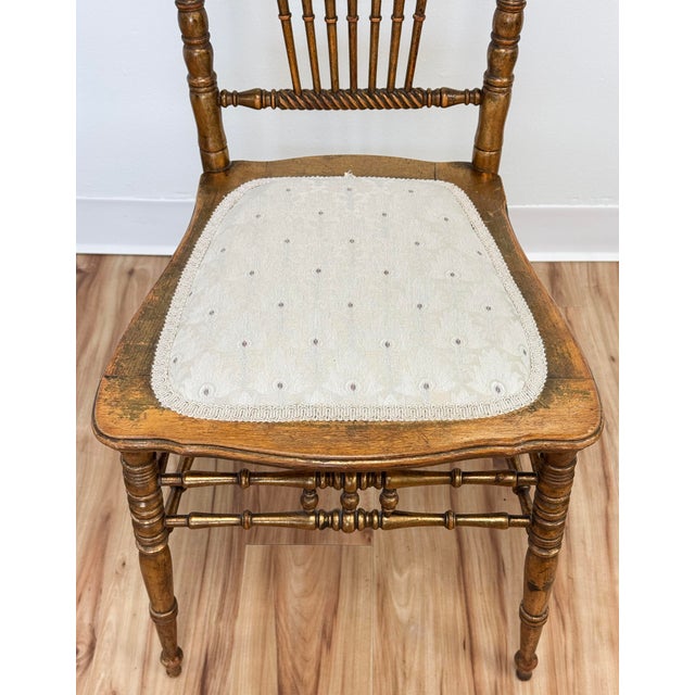 Gold Vintage Gilded Turned Wood Spindle Back Chair For Sale - Image 8 of 8