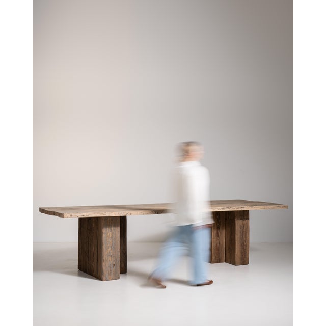 Brutalist Oak Dining Table, Antique, France, 20th Century For Sale - Image 4 of 12