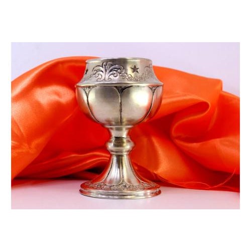 Metal Silver Candlestick with Gummed Engraving For Sale - Image 7 of 8