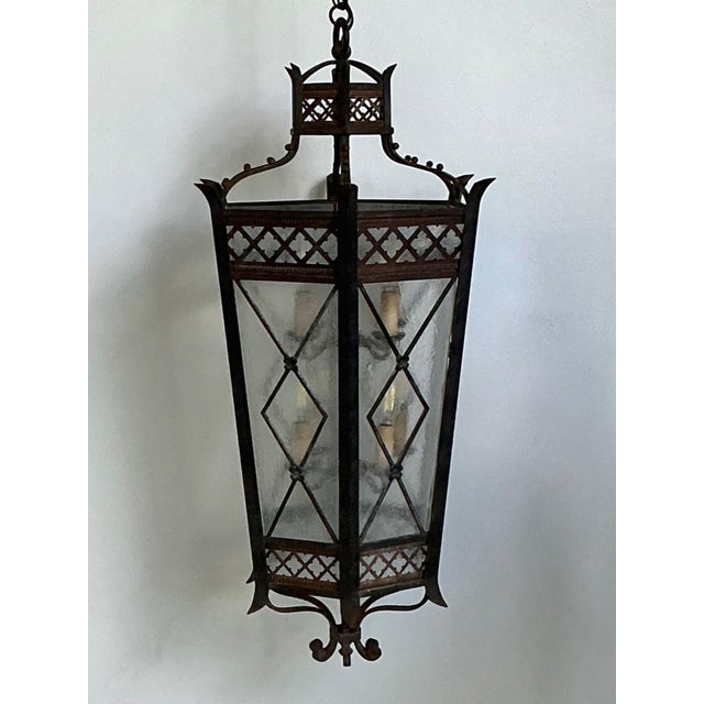 Vintage Iron and Glass Lantern For Sale - Image 9 of 17