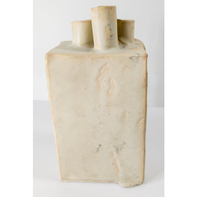 Mid-Century Modern Cream Colored Art Pottery Flower Vase For Sale - Image 4 of 8