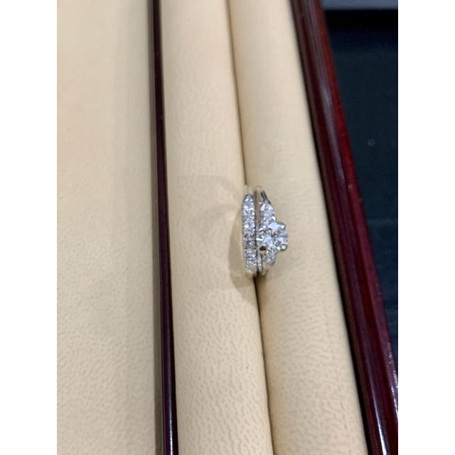 Approximately 0.6 Ct Solitaire Round Center Diamond 14 Kt White Gold Ring & Band For Sale - Image 10 of 18
