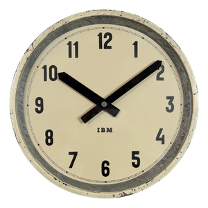 Industrial Beige Factory Wall Clock from IBM, 1950s