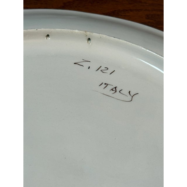 Large 1980s Italian Hand Painted Floral Platter Signed & Numbered Made in Italy For Sale - Image 12 of 12