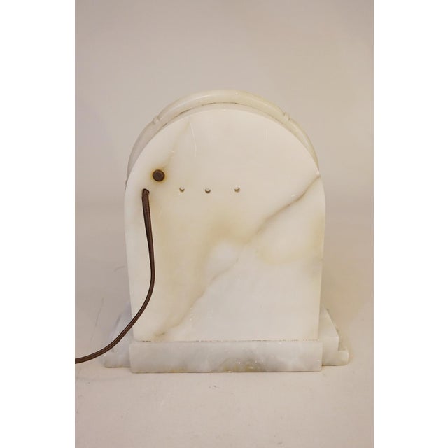 1920s Rare French Art Nouveau J. B. Hirsch Carved Alabaster Marble Bronze Table Lamp For Sale - Image 11 of 13