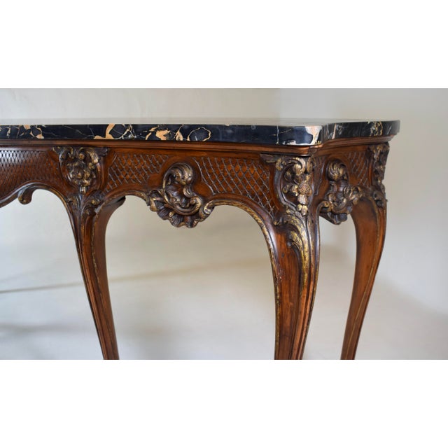 Monumental Louis XV Style Console Table, Portoro Marble Top, 1920s For Sale - Image 4 of 18