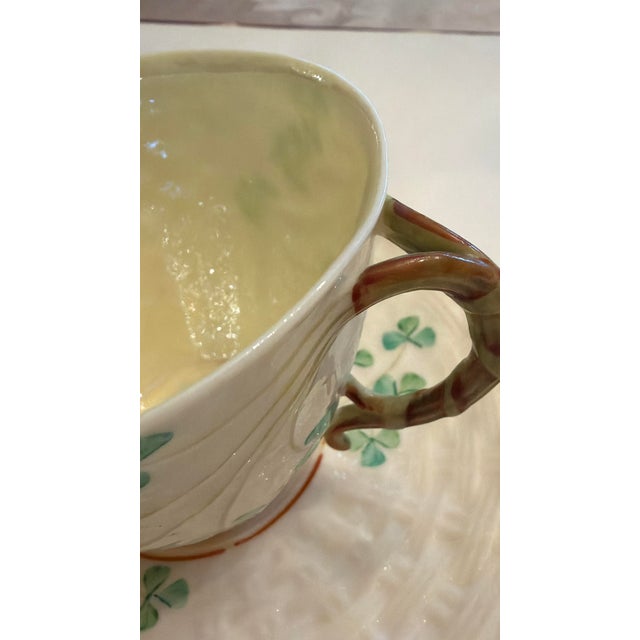 Mid 20th Century Mid 20th Century Belleek Shamrock Teacup and Saucer For Sale - Image 5 of 10