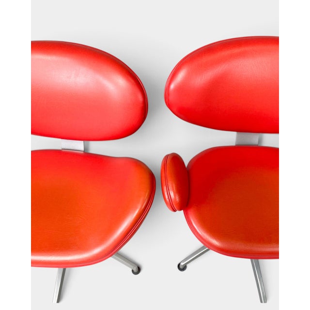 1960s Danish Bird Lounge Chairs in Red Leather from Preben Fabricius & Jørgen Kastholm, 1960s, Set of 2 For Sale - Image 5 of 6