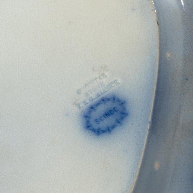 Mid 19th Century 1840's J. G. Alcock Scinde Pattern Flow Blue Platter For Sale - Image 5 of 6