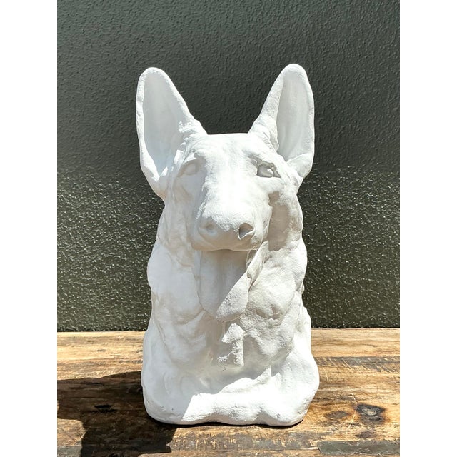 Sculpture Materials Vintage Cast Concrete German Shepherd Head For Sale - Image 7 of 12