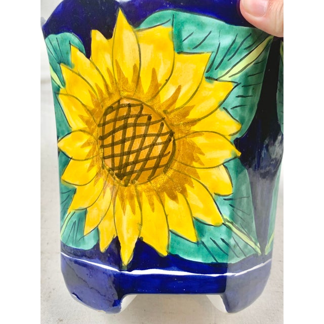 Ceramic Vintage Mexican Sunflower Planter For Sale - Image 7 of 12
