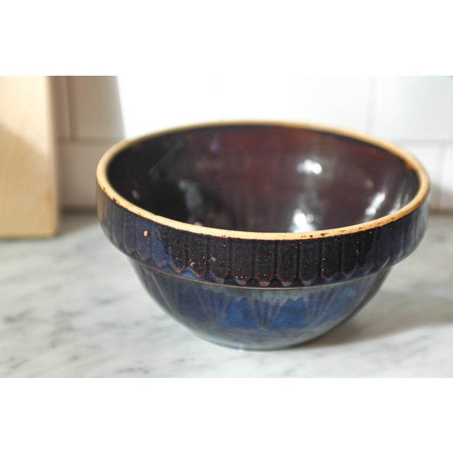 Lovely 10" wide at the widest part brown stoneware bowl from the early 1900's, great for a vintage or country kitchen....