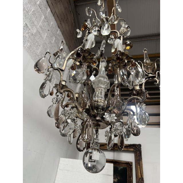 Louis XV Style Cage Chandelier with Pendants, Late 19th Century For Sale - Image 15 of 16
