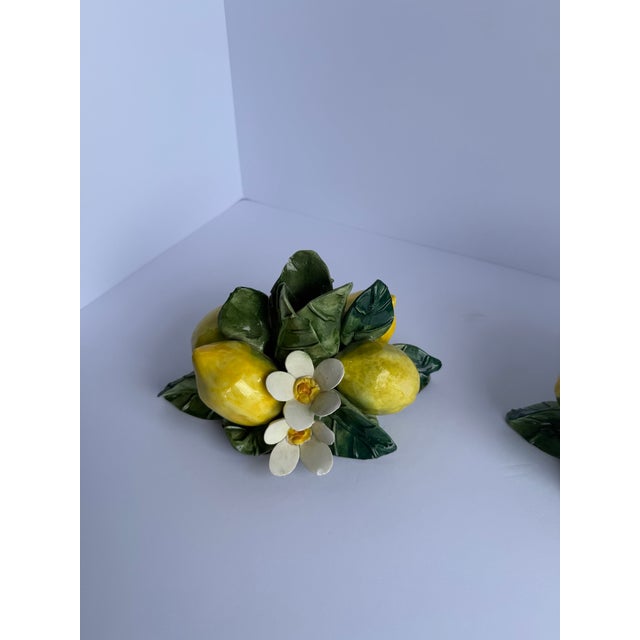 Vintage Ceramic Lemon & Blossom Candlesticks – Pair For Sale - Image 9 of 13