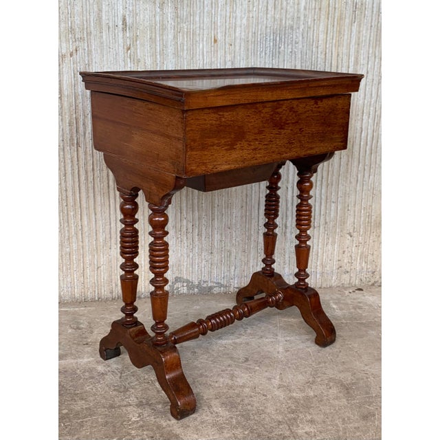 Late 19th Century Antique Victorian C1880 Inlaid Burl Walnut Amboyna Work Side Sewing Table Box For Sale - Image 5 of 13