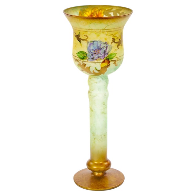Pair of Mid-Century Modern Italian Venetian Art Glass Gilt & Painted Candlestick For Sale - Image 13 of 13