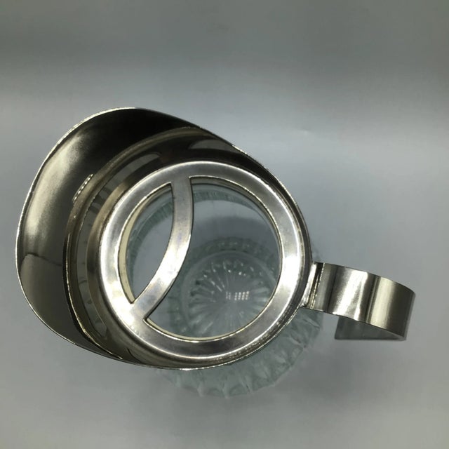 Italian Pitcher With Silver Plated Pour Spout and Handle on Molded Glass Base For Sale - Image 11 of 12