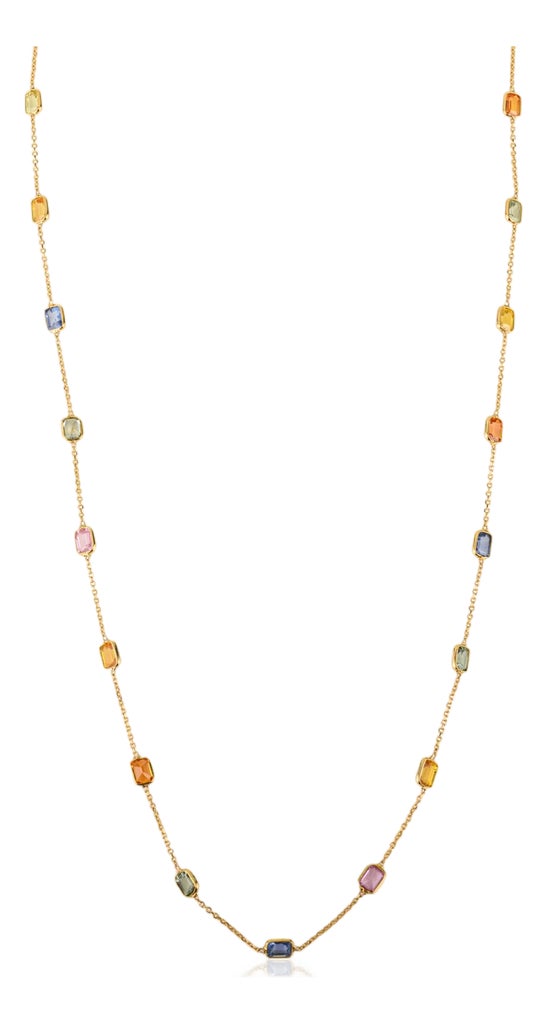 18k Yellow Gold 4.73 Carat Natural Multi-Color Sapphire Bezel