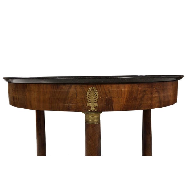 French Empire Antique Burl Walnut Center Table W/ Black Marble Top Circa 1815 For Sale - Image 11 of 12
