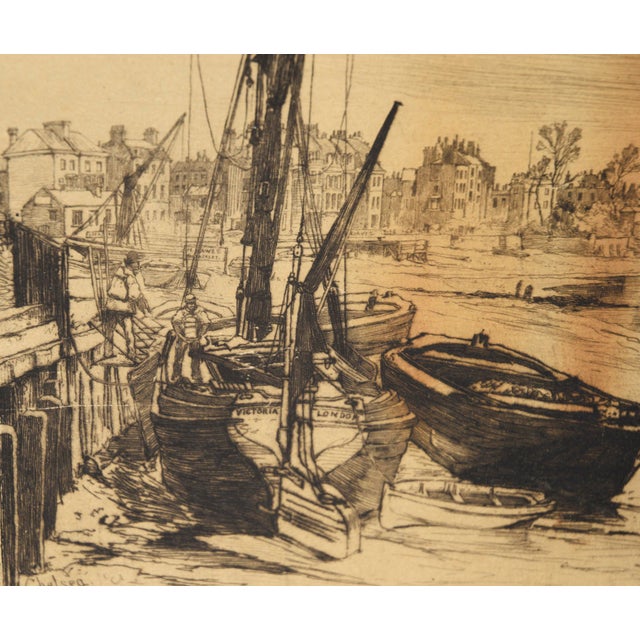Impressionist Old Battersea Bridge View, Chelsea, 1879 - Etching on Paper by Charles John Watson For Sale - Image 3 of 6