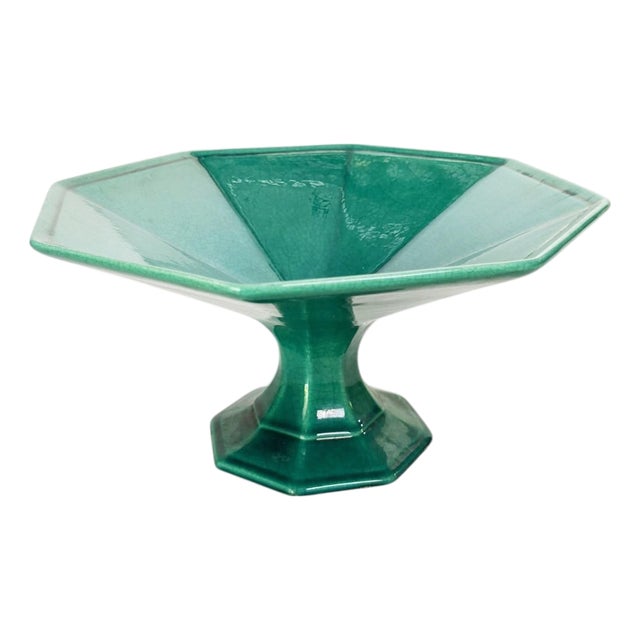 Art Deco Style Green and Blue Fruit Bowl, France, 1940s For Sale