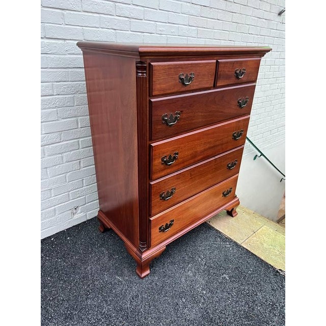 Wood Early 20th Century Chippendale Style Solid Mahogany 5 Drawer Dresser For Sale - Image 7 of 12