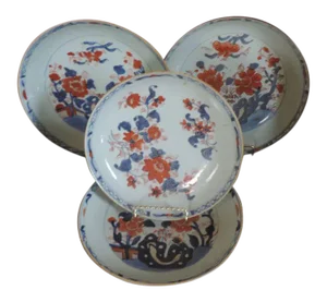 18th Century Chinese Porcelain Imari Palette 1745 Bowl Plates - Set of 4