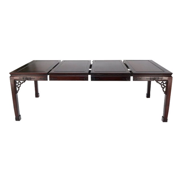 Asian Chinese Chippendale Style Solid Rosewood Square Dining Table w/ 2 Bords For Sale