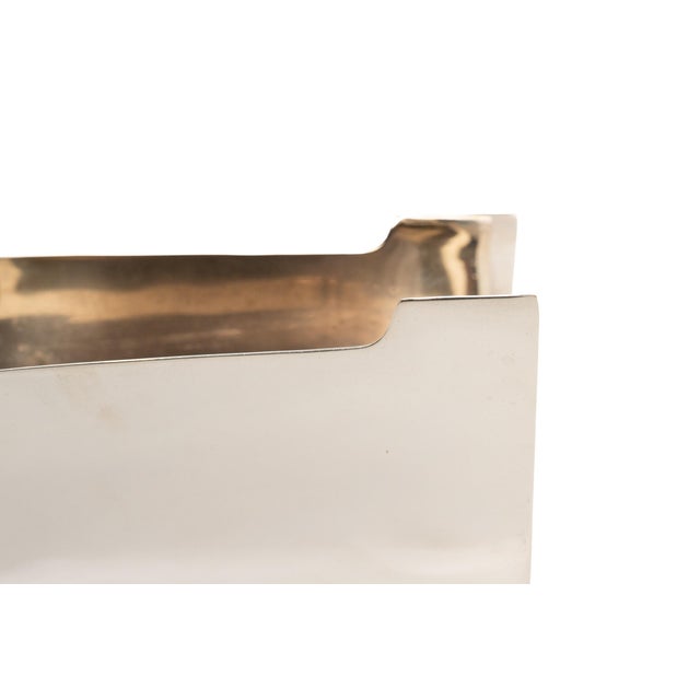 Vintage Nickel Silver Today and Soon Letter/ File Holder/ Desk Accessory, 1970's For Sale - Image 9 of 17