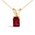 Draped in the regal splendor of a color-enhanced, natural ruby, this 14K yellow gold pendant necklace exudes elegance with...
