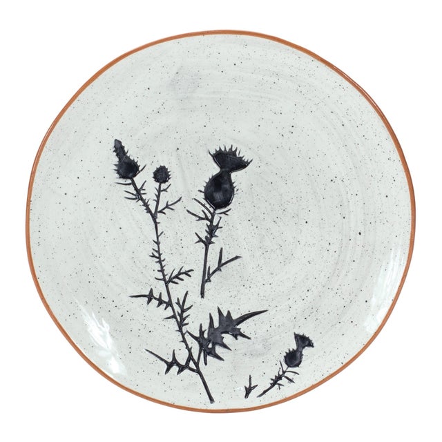 Kenneth Ludwig Chicago Rustic Thistle Etched Plate with Speckled Finish (Set of 4) For Sale - Image 4 of 5