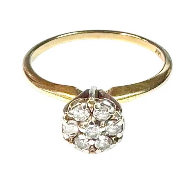 14k Gold and Diamond Cluster Ring For Sale - Image 4 of 8