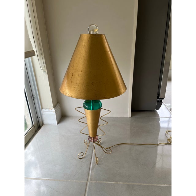 1970s Van Teal Style Table Lamp, Gold With Lucite For Sale In Miami - Image 6 of 9