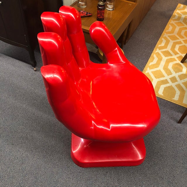 Retro 1970's Red Plastic Hand Chair | Chairish