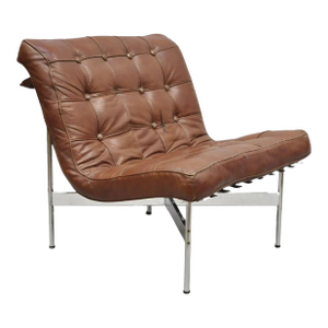 "New York" Brown Leather Lounge Chair by Katavolos Littell Kelley for Laverne