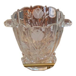 Vintage Ornate Etched Flower Ice Bucket For Sale