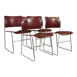1990s Set of 4 David Rowland 40/4 Metal Stacking Dining Chairs For Sale