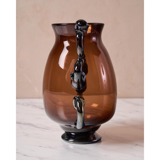 Sculptural Serpintine “Venetian Vase” Decorative Vase by Casa in Amber Handblown Glass For Sale In Baltimore - Image 6 of 17