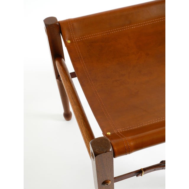 Vintage Safari Stool with Teak Frame and Saddle Leather, 1990s For Sale - Image 10 of 18