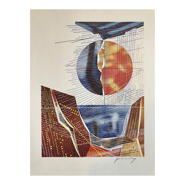 M. Peter Piening, Pencil Signed Abstract Geometric Graphic Design Lithograph Print, Bauhaus Artist, 1968 For Sale